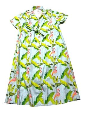 Holly Shae Women’s L/XL Tropical Flamingo Maxi Dress Preppy Beachy Boho Colorful